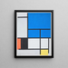 Kompozycja z dużym niebieskim, czerwonym, czarnym, żółtym i szarym samolotem - Piet Mondrian — oprawiony obraz na ścianie