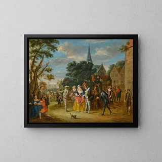 Scena z commedii dell'arte - Pieter Angillis — oprawiony obraz na ścianie