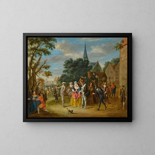 Scena z commedii dell'arte - Pieter Angillis — oprawiony obraz na ścianie