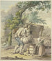 Rolnik wylewa ziemniaki do beczki z pomocą dziecka - Pieter Bartholomeusz Barbiers — widok dzieła