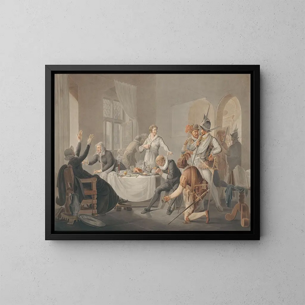 PD Hasselaer zyskał rozgłos, gdy Hiszpanie chcieli aresztować jego brata Claesa Dirkza zamiast niego. - Pieter Bartholomeusz Barbiers — oprawiony obraz na ścianie