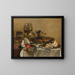 Martwa natura z wędzonym śledziem, orzechami, białymi porzeczkami i truskawkami leśnymi - Pieter Claesz — oprawiony obraz na ścianie