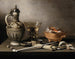 Martwa natura z dzbankiem z gliny, berkemeyerem i akcesoriami do palenia - Pieter Claesz — widok dzieła