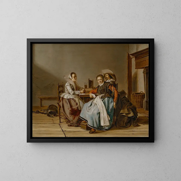 Gracze w kartami w wnętrzu - Pieter Codde — oprawiony obraz na ścianie