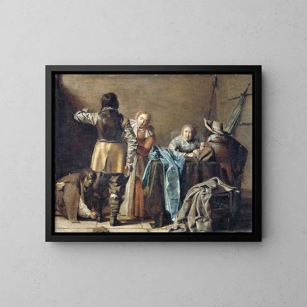 Wnętrza domu wartowniczego - Pieter Codde — oprawiony obraz na ścianie