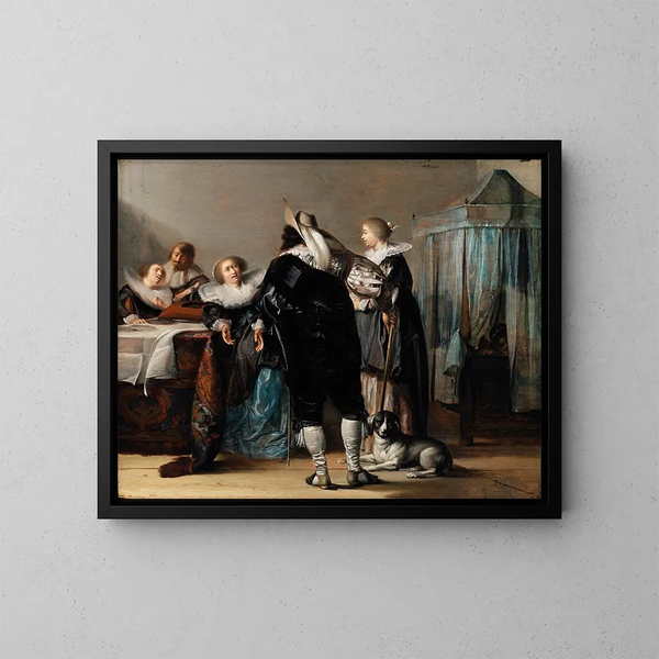 wnętrza z postaciami - Pieter Codde — oprawiony obraz na ścianie