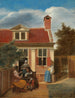 Postacie na podwórku za domem - Pieter de Hooch — widok dzieła
