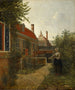 Kobieta z koszem fasoli w ogrodzie - Pieter de Hooch — widok dzieła