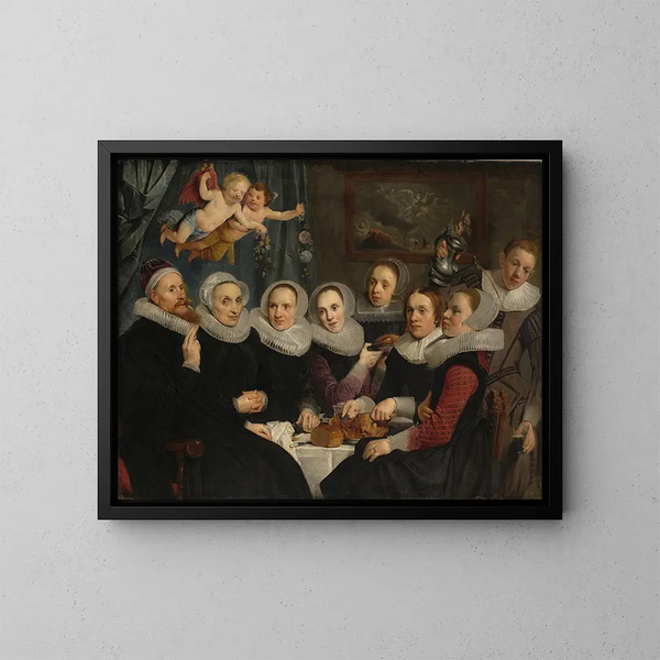 Théodore Schrevelius i jego rodzina przy stole - Pieter Fransz de Grebber — oprawiony obraz na ścianie