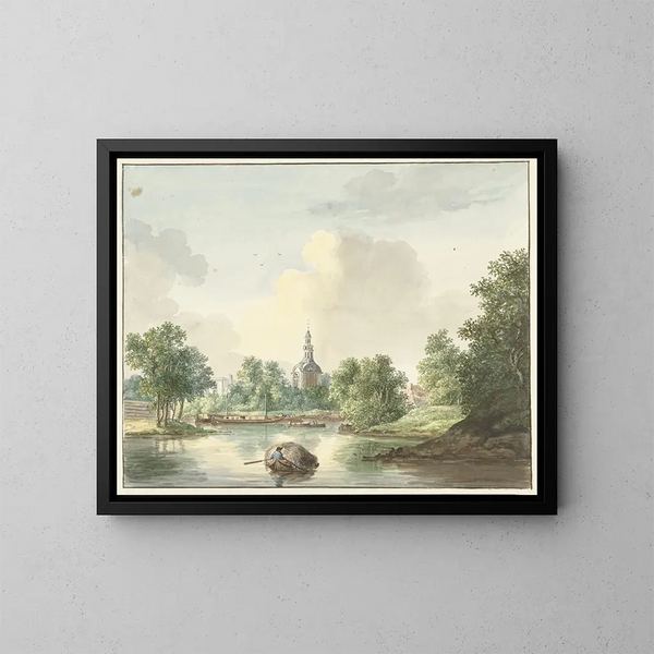 La porte de Hogerwoerd à Leyde vue depuis le canal - Pieter Gerardus van Os — oprawiony obraz na ścianie