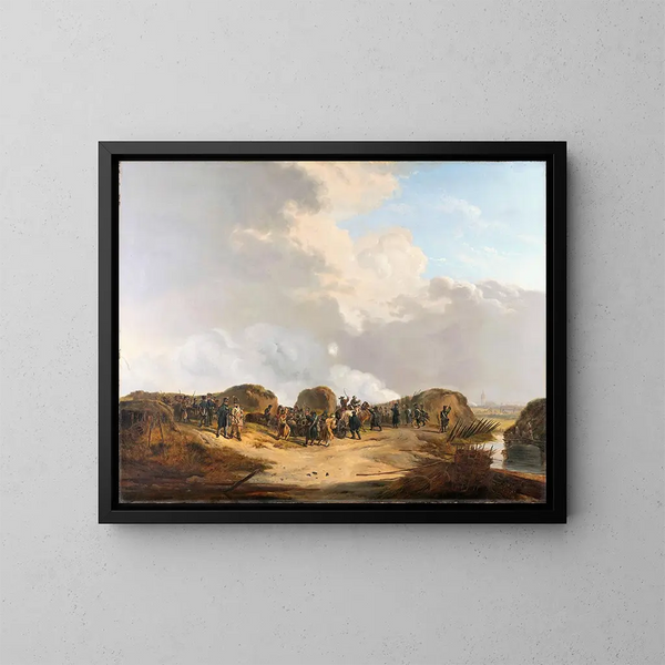 La demi-lune zbudowany podczas oblężenia Naarden, kwiecień 1814 - Pieter Gerardus van Os — oprawiony obraz na ścianie