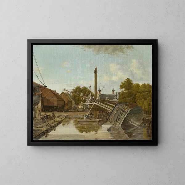 Le chantier naval de Saint-Jacques Bickers Eiland Amsterdam - Pieter Godfried Bertichen — oprawiony obraz na ścianie