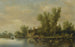Estuaire d'une rivière avec deux paysans pêchant dans une barque près d'une ferme - Pieter de Neyn — widok dzieła