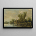 Estuaire d'une rivière avec deux paysans pêchant dans une barque près d'une ferme - Pieter de Neyn — oprawiony obraz na ścianie