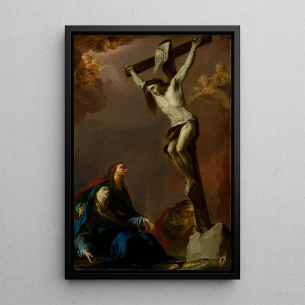 Modello do retablu Ukrzyżowania z Maryją, Magdaleną i św. Janem - Pietro Bardellino — oprawiony obraz na ścianie