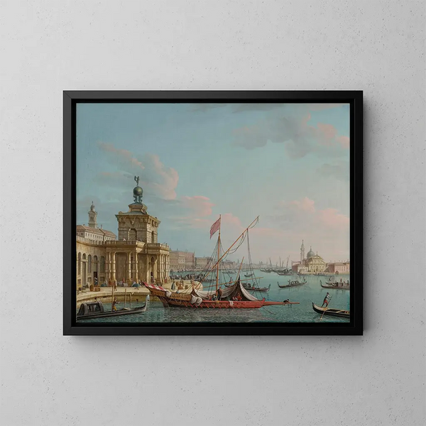 Wenecji z Punta della Dogana patrząc na wschód w kierunku Pałacu Dożów - Pietro Bellotti — oprawiony obraz na ścianie