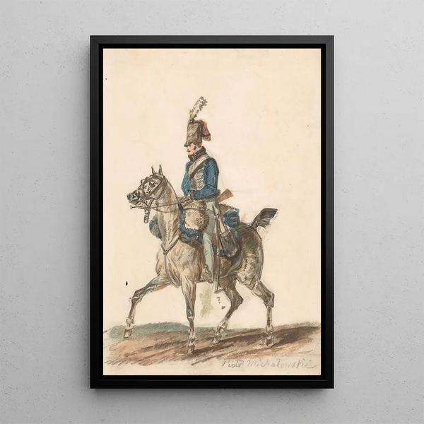Hussard de Hanovre à cheval - Piotr Michałowski — oprawiony obraz na ścianie