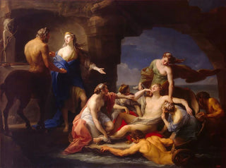Thétis usuwa Achillesa od centaura Chiron - Pompeo Batoni — widok dzieła