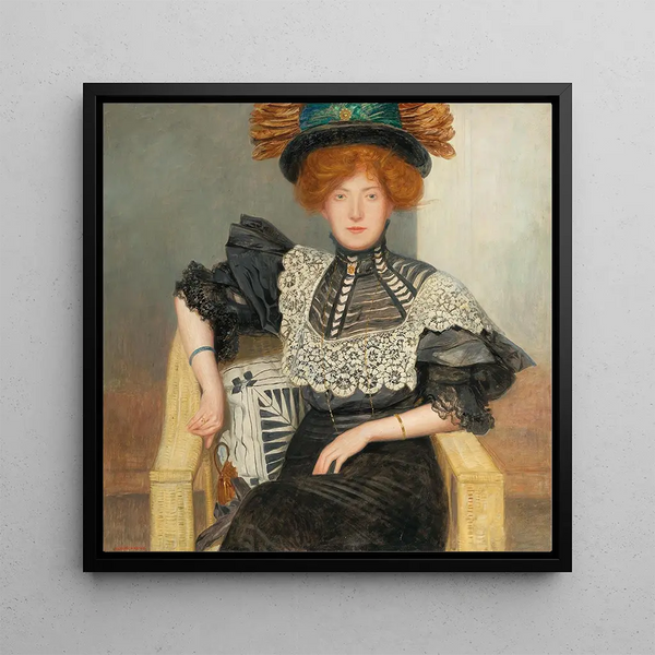 Portrait de dame avec blouse en dentelle et chapeau à plumes - Friedrich Knig