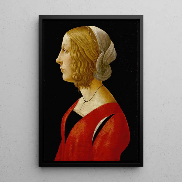 Portret młodej kobiety - Raffaellino del Garbo — oprawiony obraz na ścianie