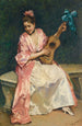 Aline z gitarą - Raimundo de Madrazo y Garreta — widok dzieła