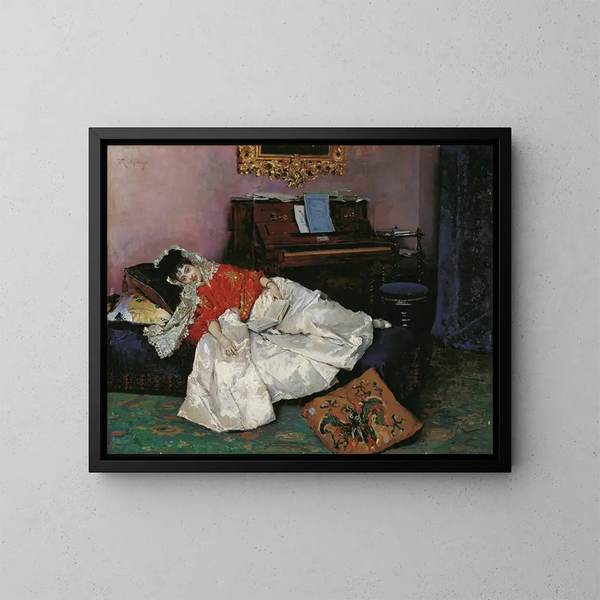 La lecture d'Aline Masson - Raimundo de Madrazo y Garreta — oprawiony obraz na ścianie