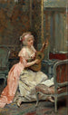 Kobieta z gitarą - Raimundo de Madrazo y Garreta — oprawiony obraz na ścianie