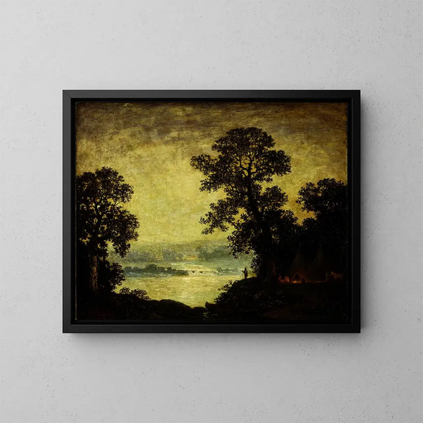 obozu indiańskiego przy księżycowym świetle - Ralph Albert Blakelock — oprawiony obraz na ścianie