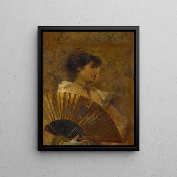 Raphael von Ambros - A young woman with Japanese fan.webp