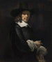 Portret dżentelmena z cylindrem i rękawiczkami - Rembrandt van Rijn — widok dzieła