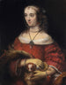 Portret damy z psem na ręku - Rembrandt van Rijn — widok dzieła