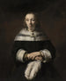 Portret damy z wachlarzem z piór strusia - Rembrandt van Rijn — widok dzieła