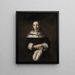 Portret damy z wachlarzem z piór strusia - Rembrandt van Rijn — oprawiony obraz na ścianie