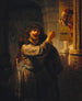 Samson grozi swojemu teściowi - Rembrandt van Rijn — widok dzieła