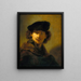Autoportret w czapce z welurowym beretem - Rembrandt van Rijn — oprawiony obraz na ścianie