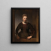 Młoda kobieta przy półotwartych drzwiach - Rembrandt van Rijn — oprawiony obraz na ścianie