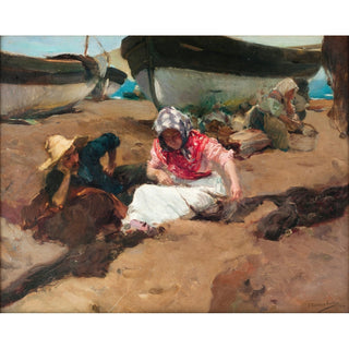 Reproduction Componiendo la Red - Joaquín Sorolla