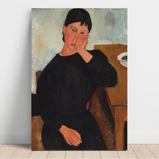 Reproduction Elvire assise, accoudée à une table - Amedeo Modigliani