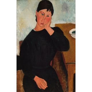 Reproduction Elvire assise, accoudée à une table - Amedeo Modigliani