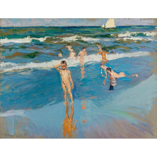 Reproduction Enfants dans la mer, plage de Valence - Joaquín Sorolla