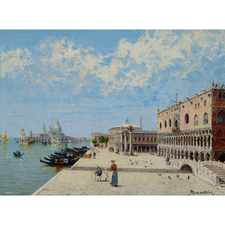 Reproduction Figures près du Môle avec la Libreria, la Punta della Dogana et Santa Maria della Salute au loin - Antonietta Brandeis