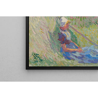 Reproduction Fille se reposant contre une meule de foin - Jan Toorop