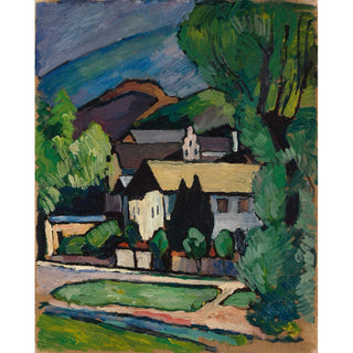 Reproduction Maisons de village bavaroises sous les arbres - Alexander Kanoldt