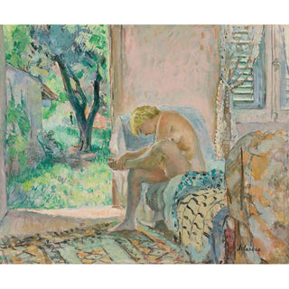 Reproduction Nu Assis Sur Un Canapé Près De La Fenêtre - Henri Lebasque