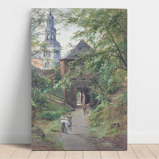 Reproduction Promeneurs sur le Mönchsberg avec vue sur l'église Müllner - Edward Theodore Compton