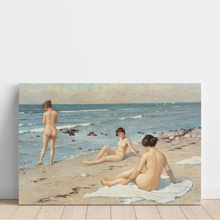 Reproduction Scène de plage avec femmes se baignant - Paul Fischer