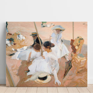 Reproduction Sous l'auvent, sur la plage de Zarauz - Joaquín Sorolla