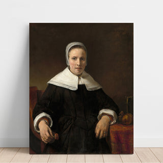 Reproduction Une femme tenant une rose - Rembrandt van Rijn