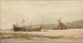 Une barque et une péniche amarrées dans une rivière - Richard Henry Nibbs — widok dzieła