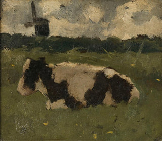 Richard Nicolas Roland Holst - Resting Cow with a Mill.webp